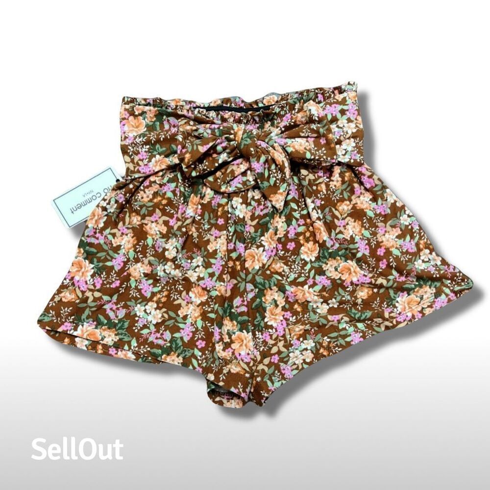 No Comment Women's Floral Tie Waist Shorts Size S Multicolor Summer